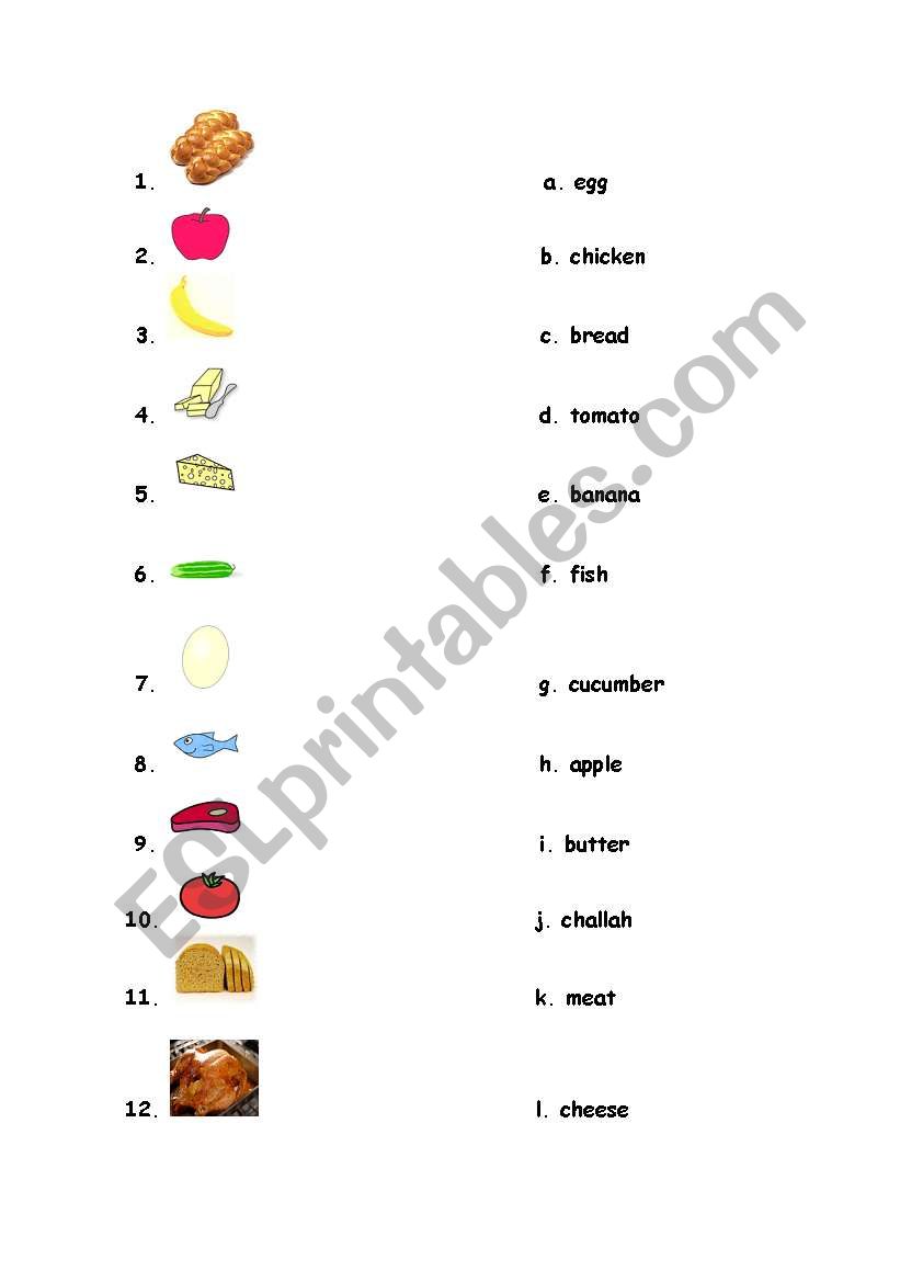 Food Game (Jewish English) worksheet