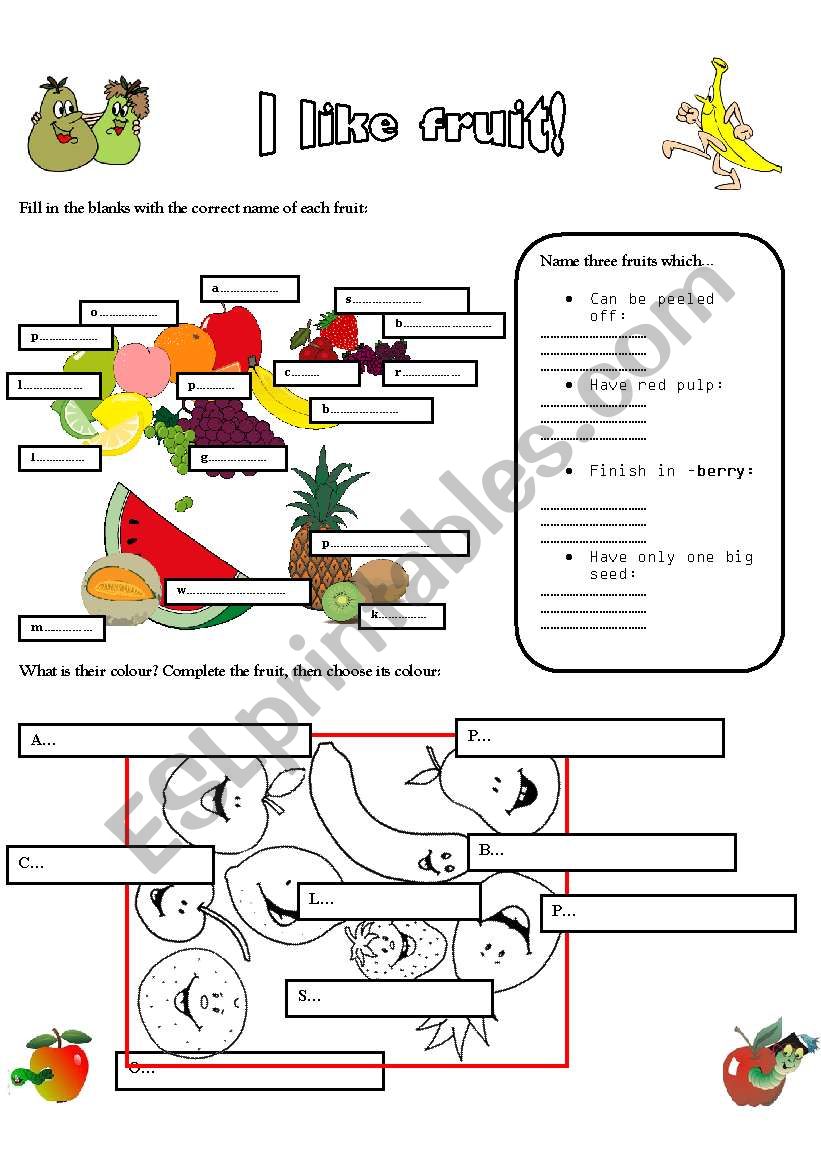 I LIKE FRUIT! worksheet