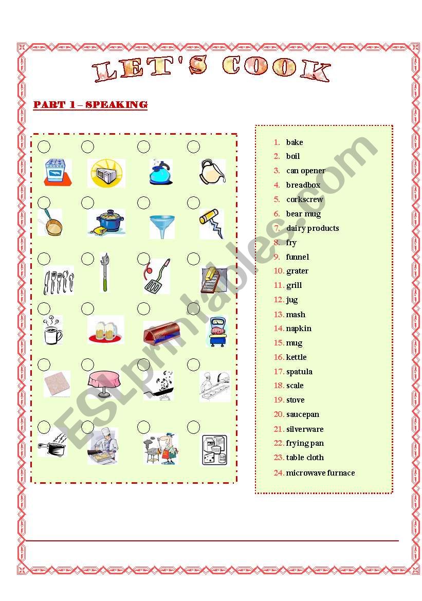 4 SKILLS - Lets Cook worksheet