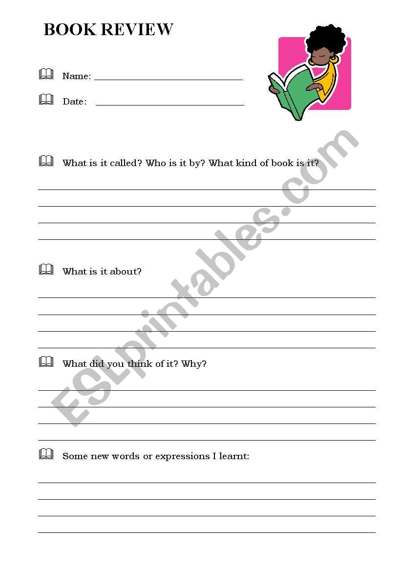 Book Review worksheet