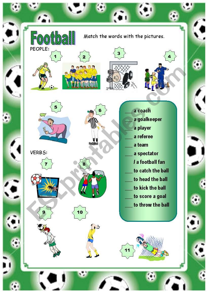 Football vocabulary Part 1 worksheet