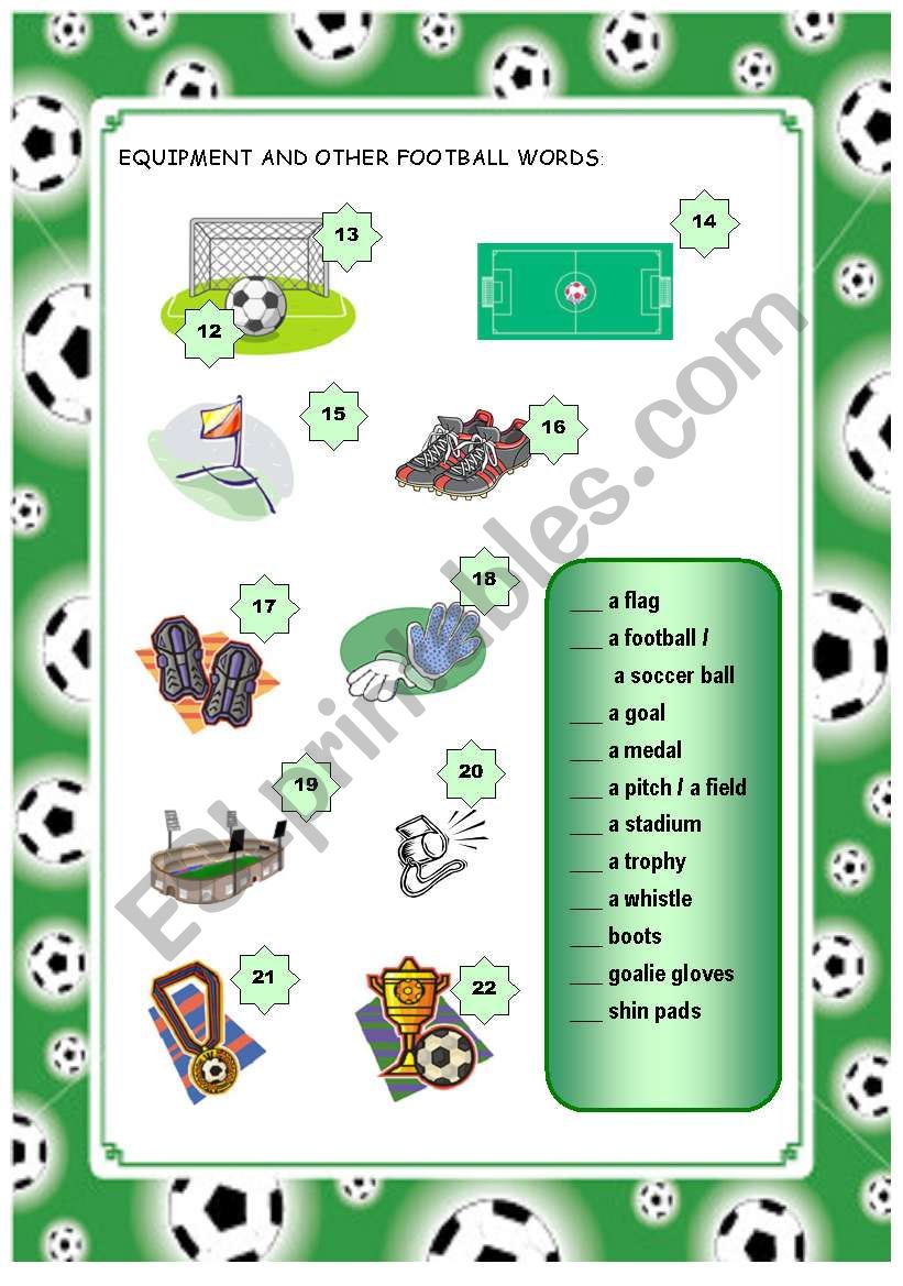 Football vocabulary Part 2 worksheet