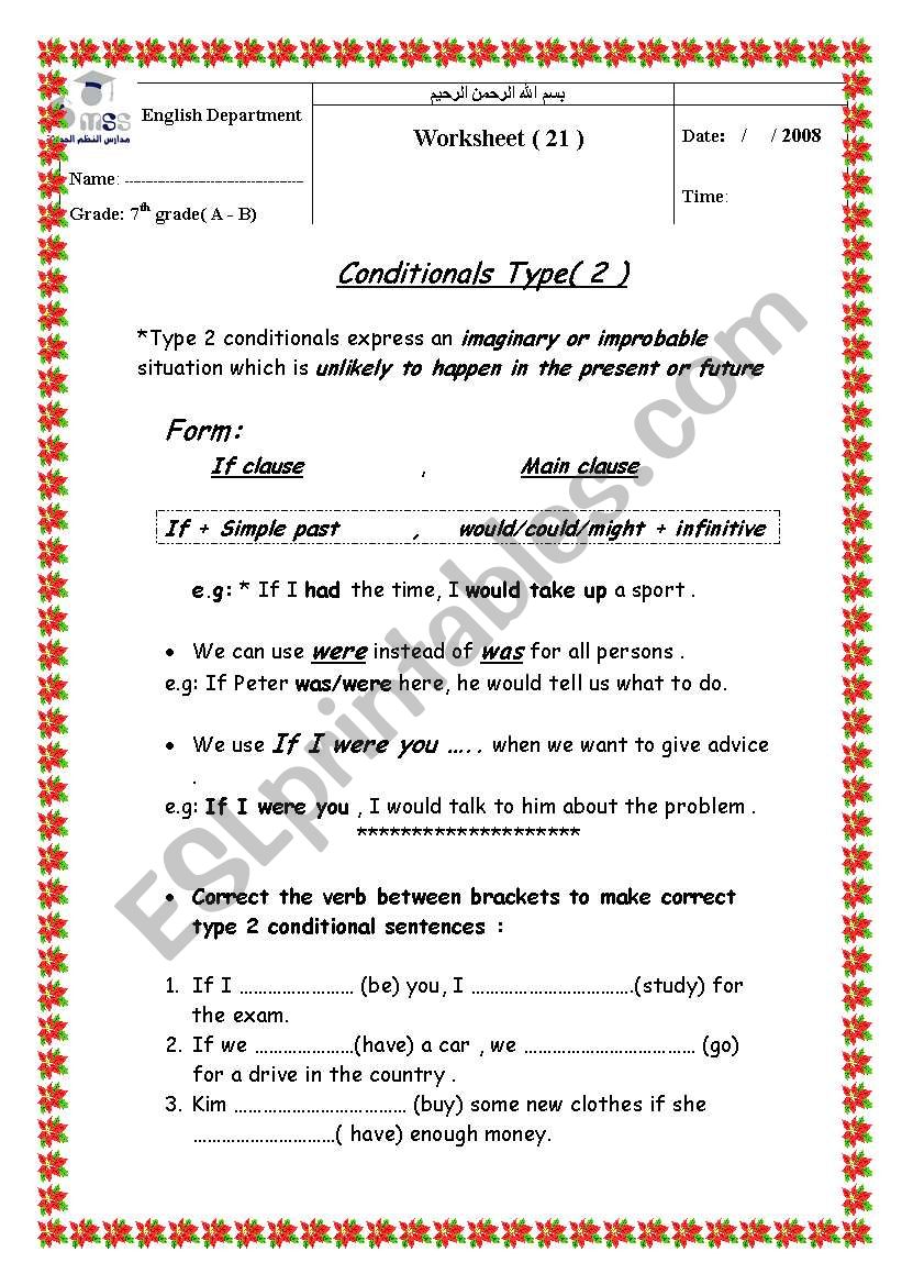 conditional 2 worksheet