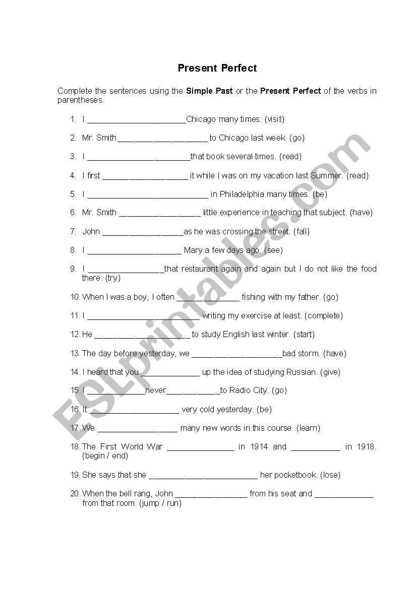 Present Perfect X Simple Past 1