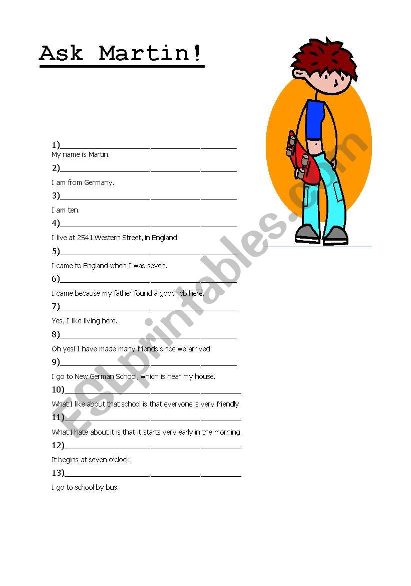 Ask Martin! worksheet