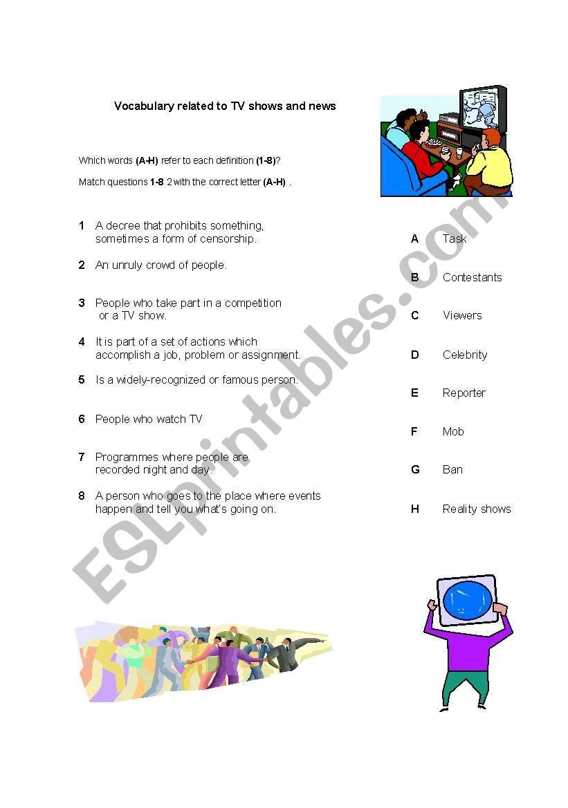 TV and news Vocabulary worksheet