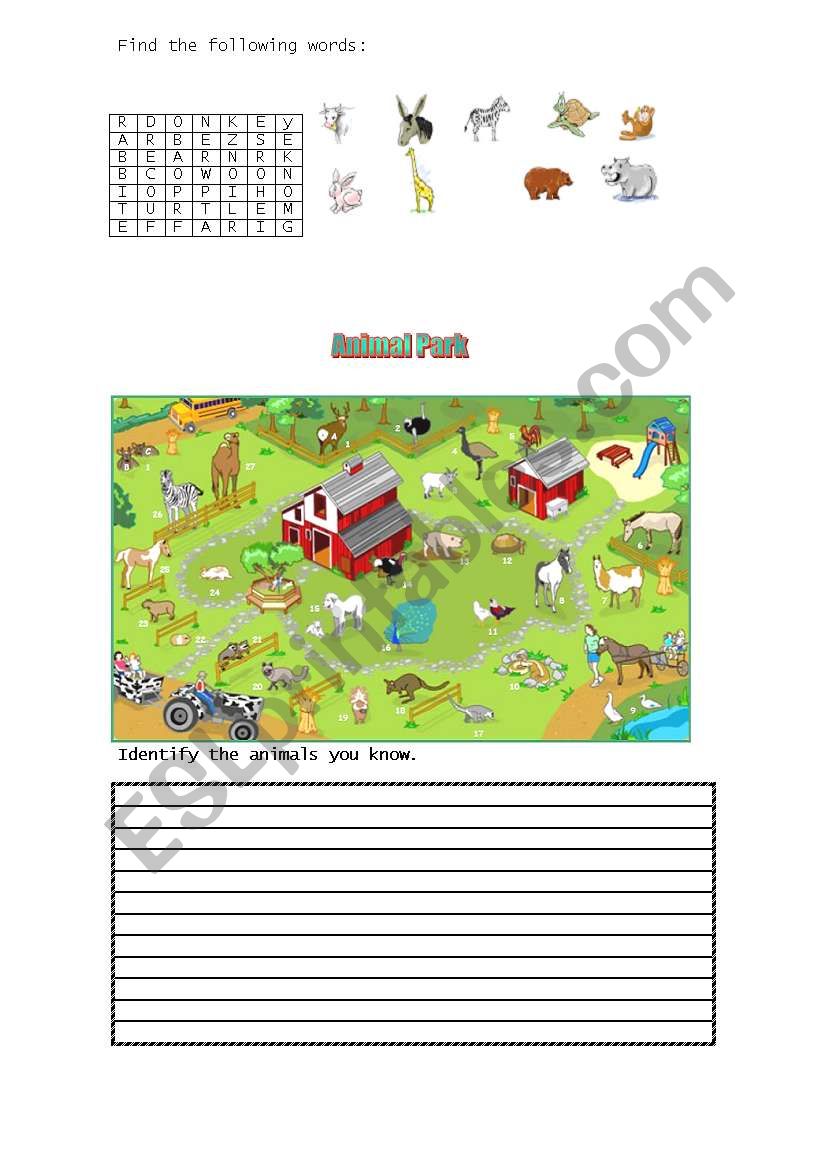 Find the animals you know worksheet