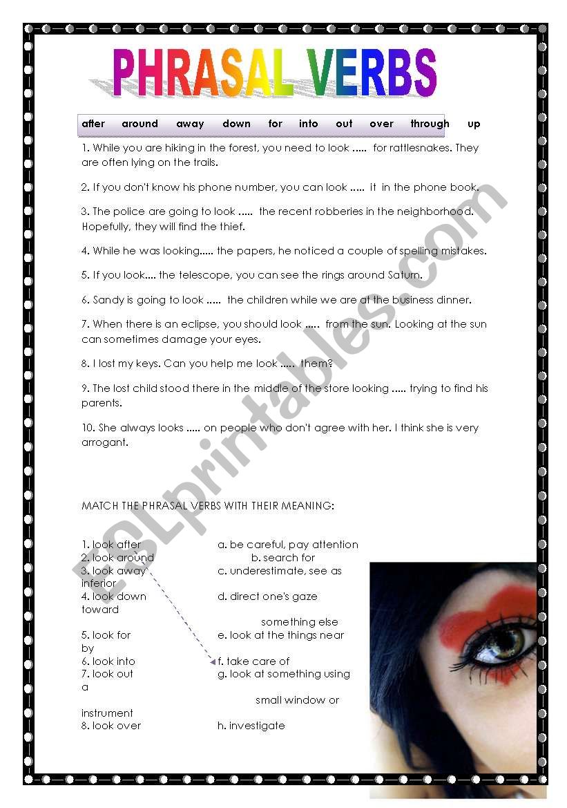 Phrasal Verbs with Look worksheet