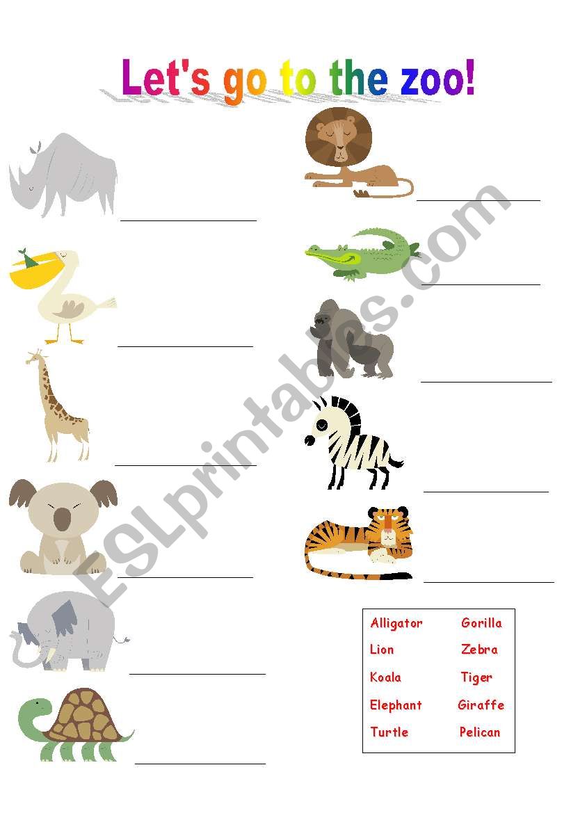 Lets go to the zoo! worksheet