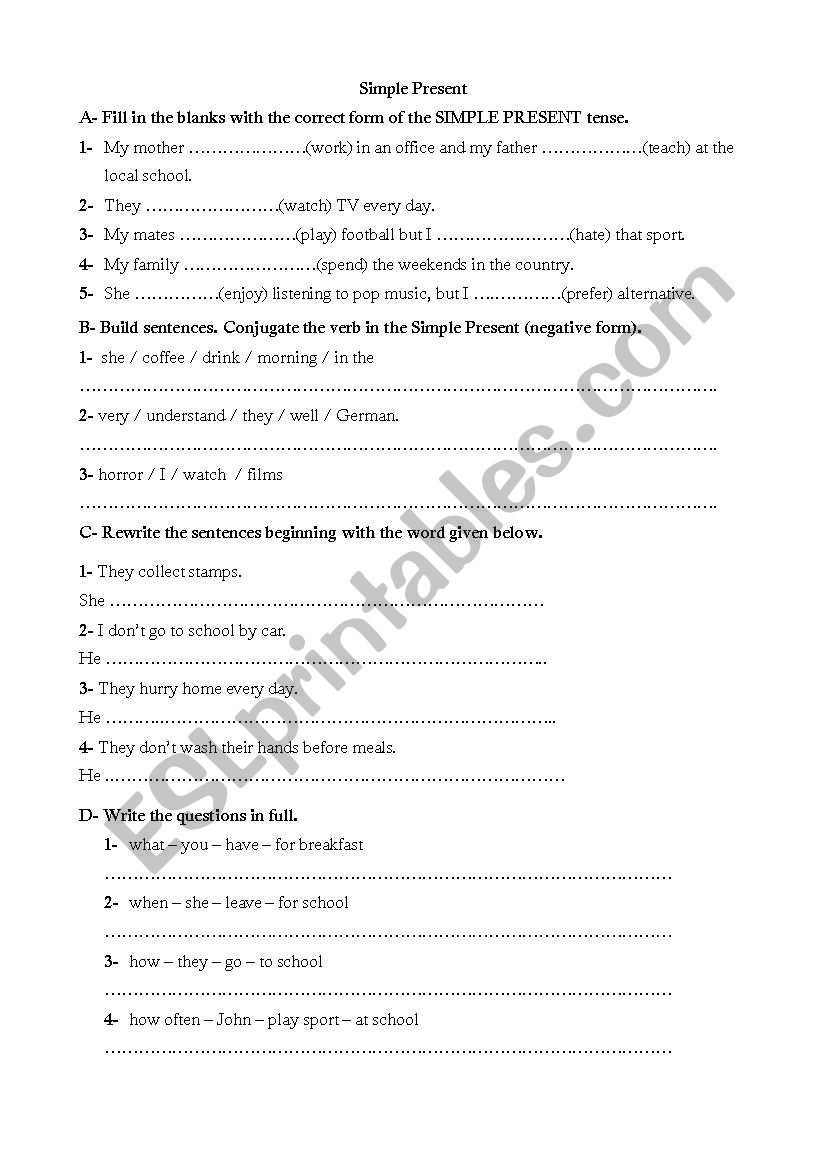 Simple Present worksheet