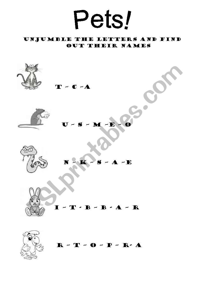 unjumble the letters worksheet