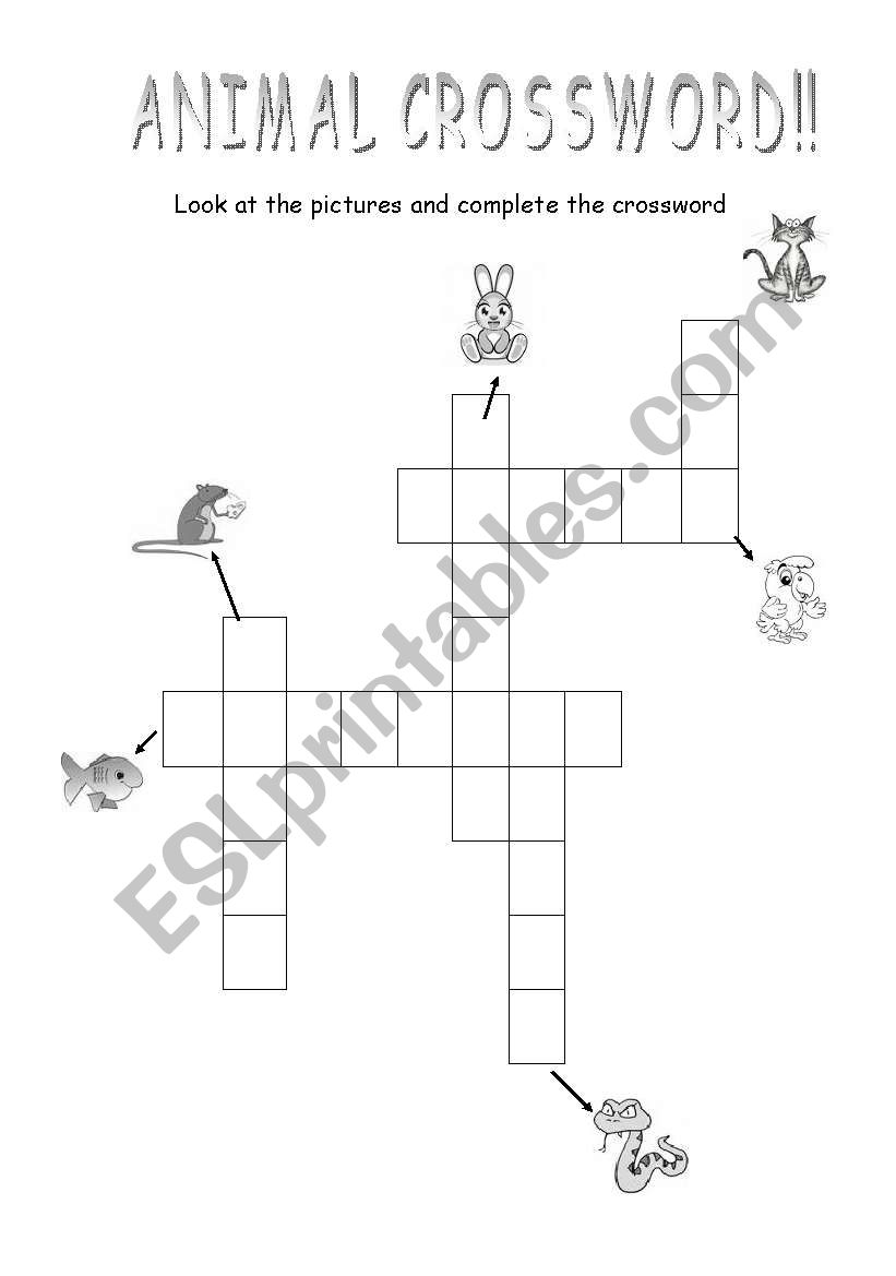 animal crossword worksheet