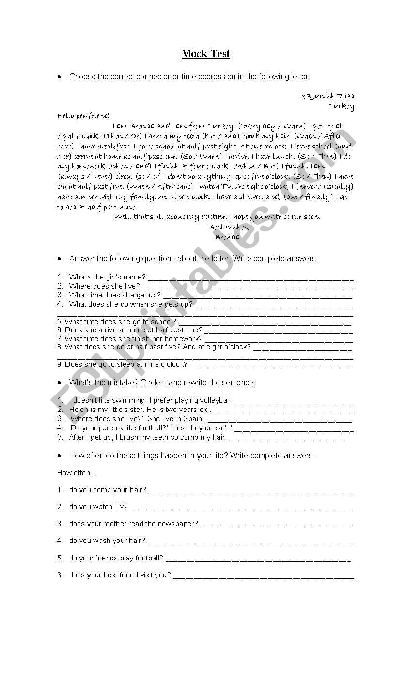 Letter to a penfriend worksheet