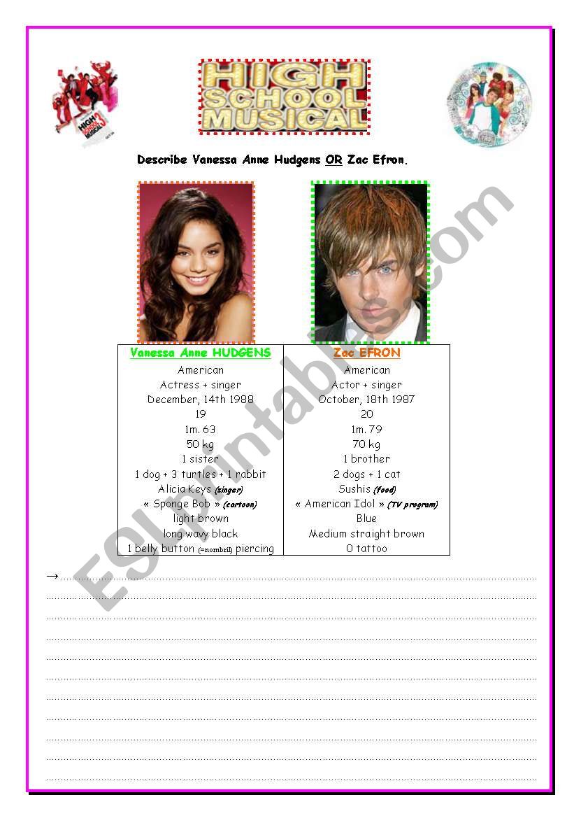 High school musical worksheet