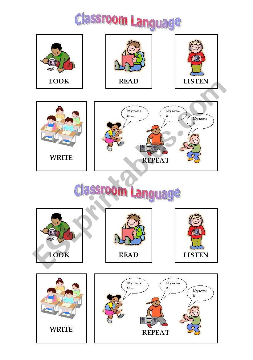 Classroom language commands for younger students
