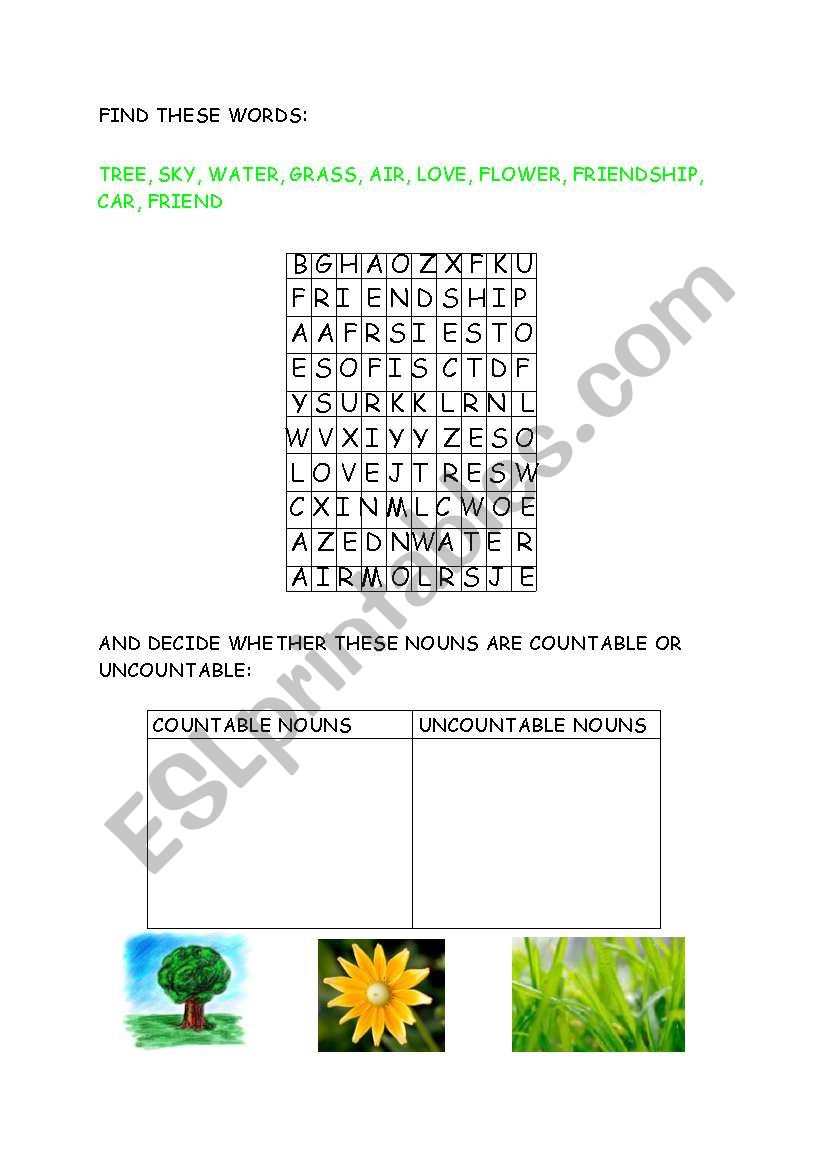 Countable & Uncountable Nouns worksheet