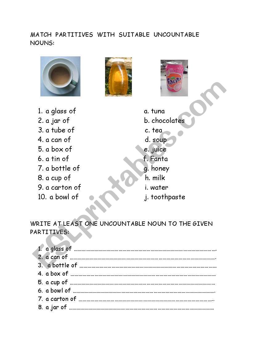 Uncountable Nouns & Suitable Partitives