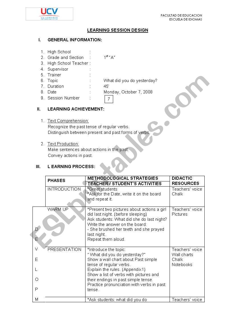 Past tense of regular verbs worksheet