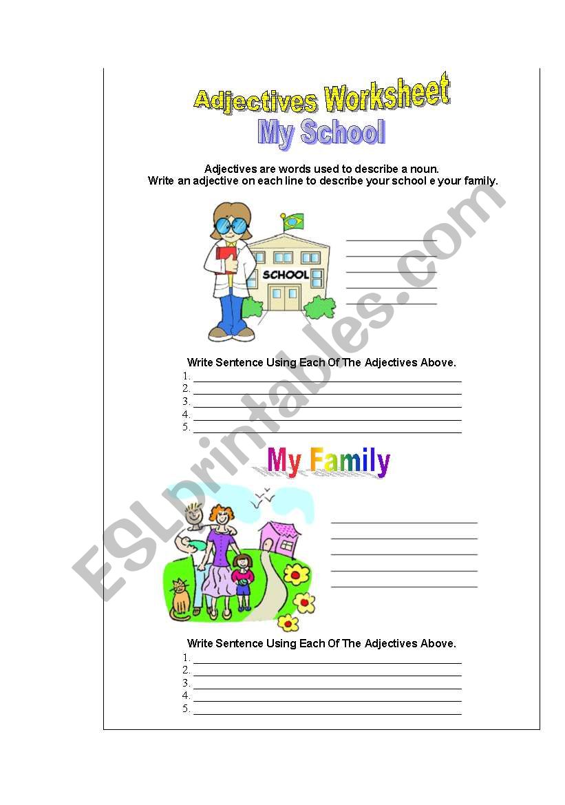 Adjective worksheet