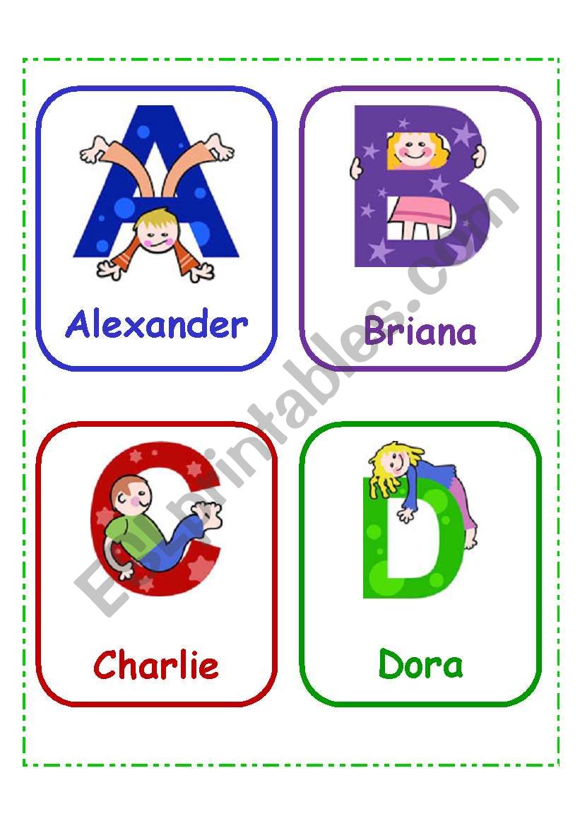CHILDRENS NAMES ALPHABET worksheet