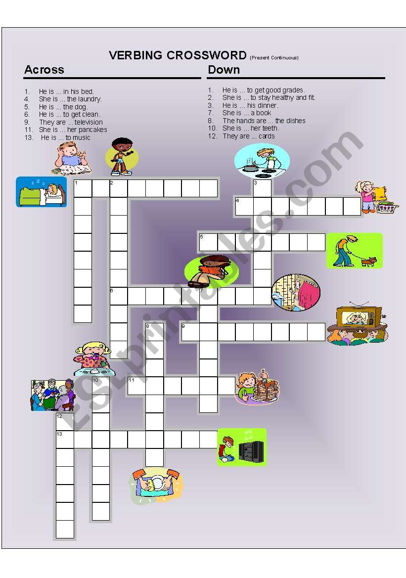 VERBING CROSSWORD worksheet