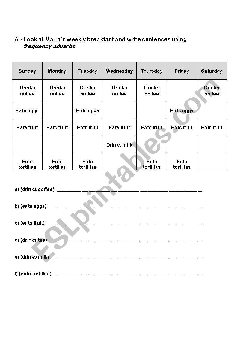 Frequency Adverbs  ( 4 different worksheets )