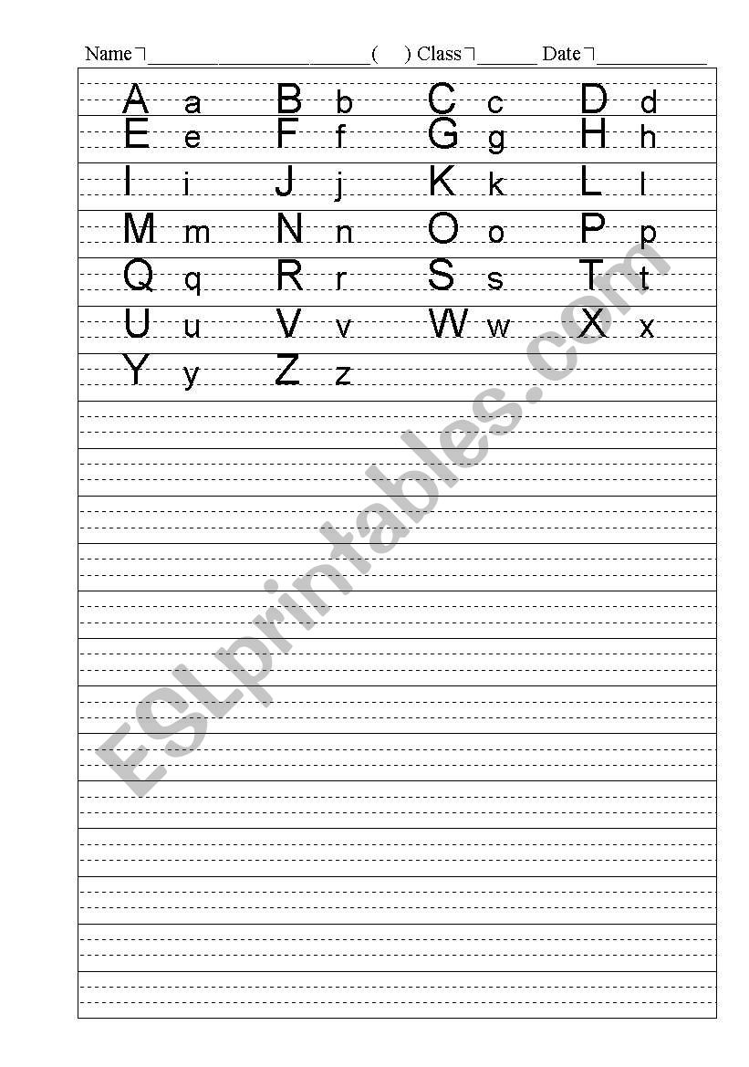 Aa-Zz worksheet