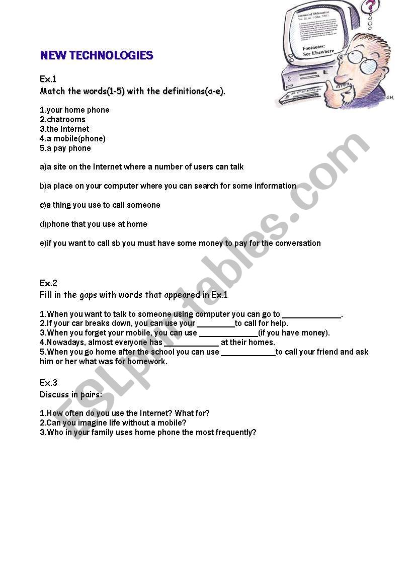 New Technologies worksheet