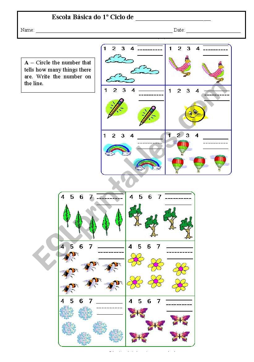 Numbers- exercises worksheet