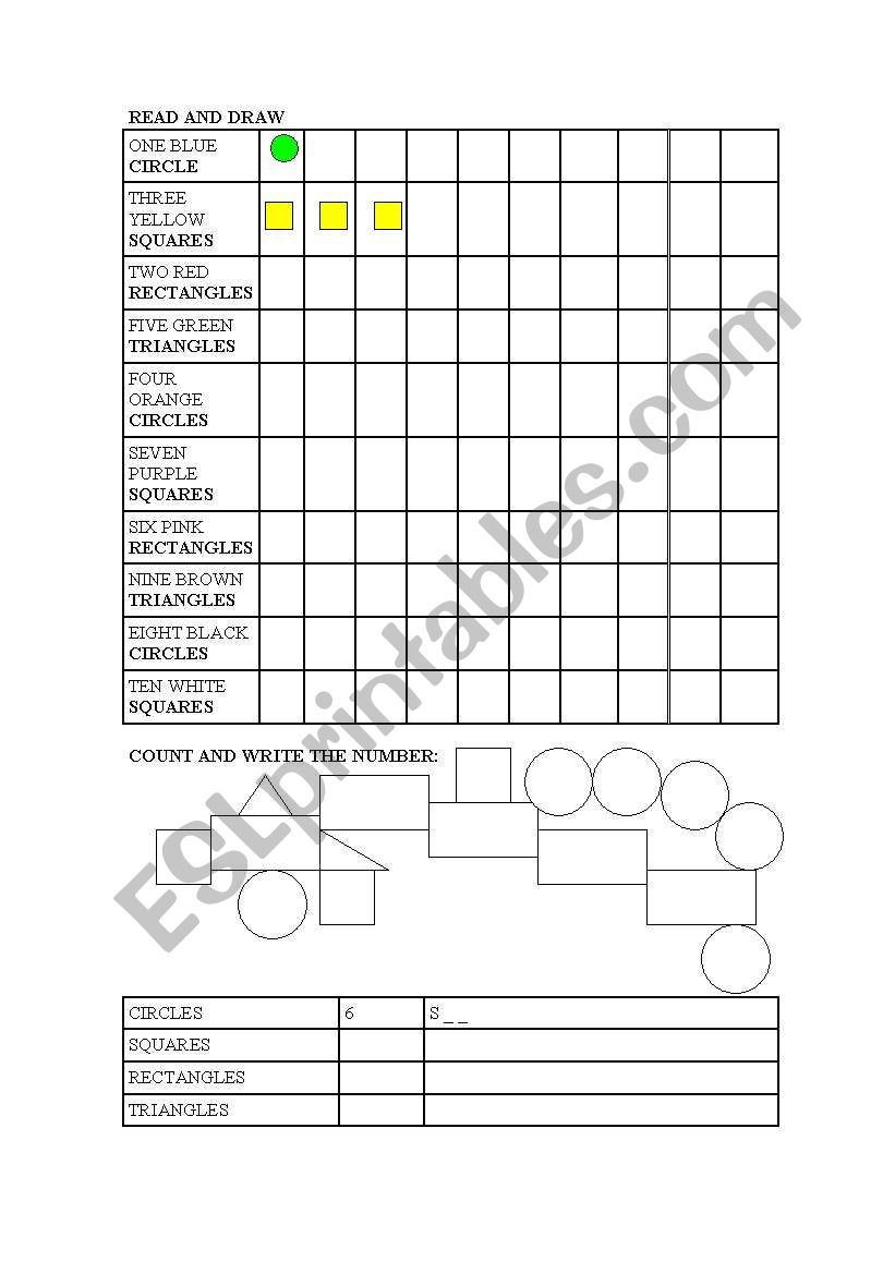 SHAPES worksheet