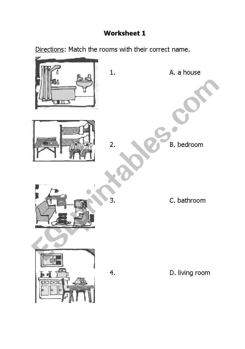 rooms of the house worksheet