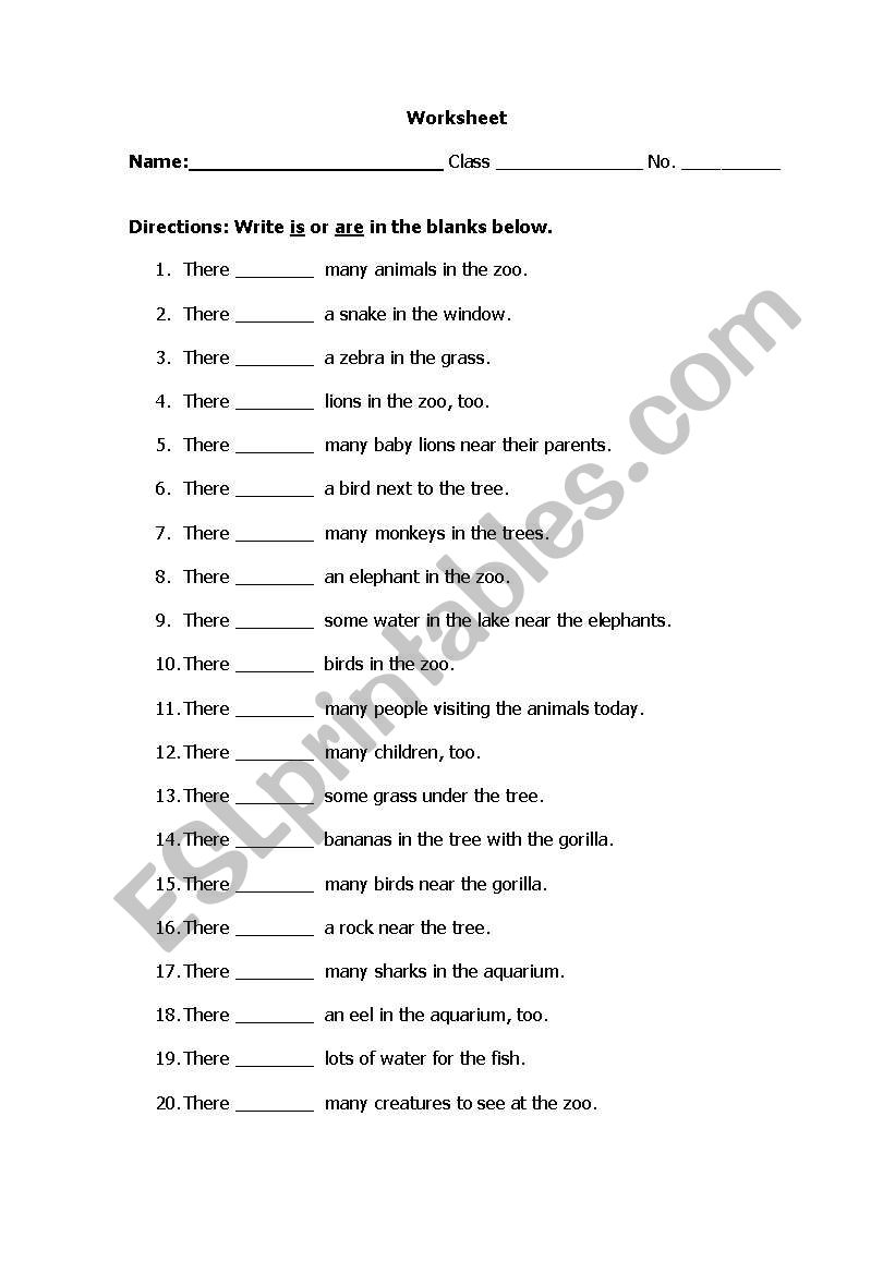 verb to be worksheet