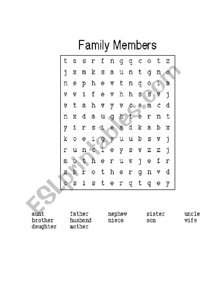 family worksheet