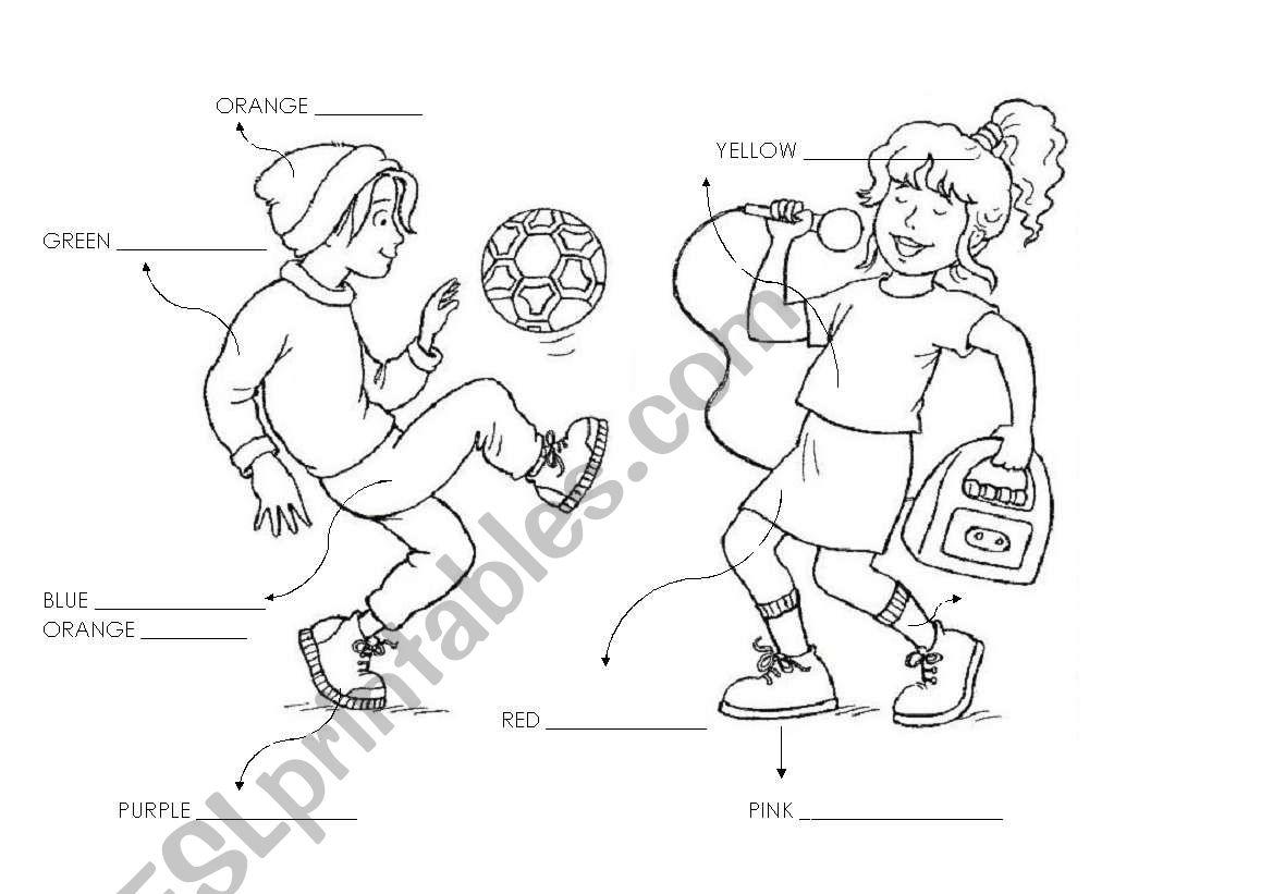 Clothes and colours - worksheet