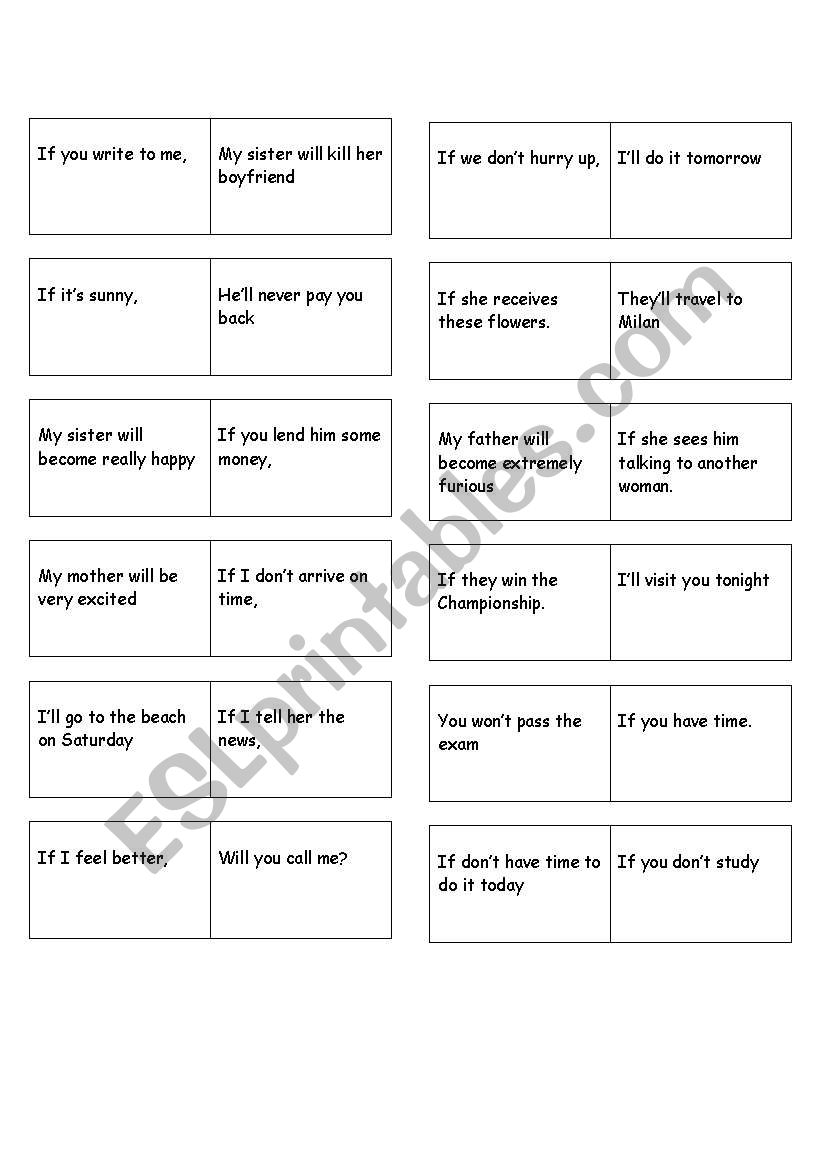 Conditional domino worksheet