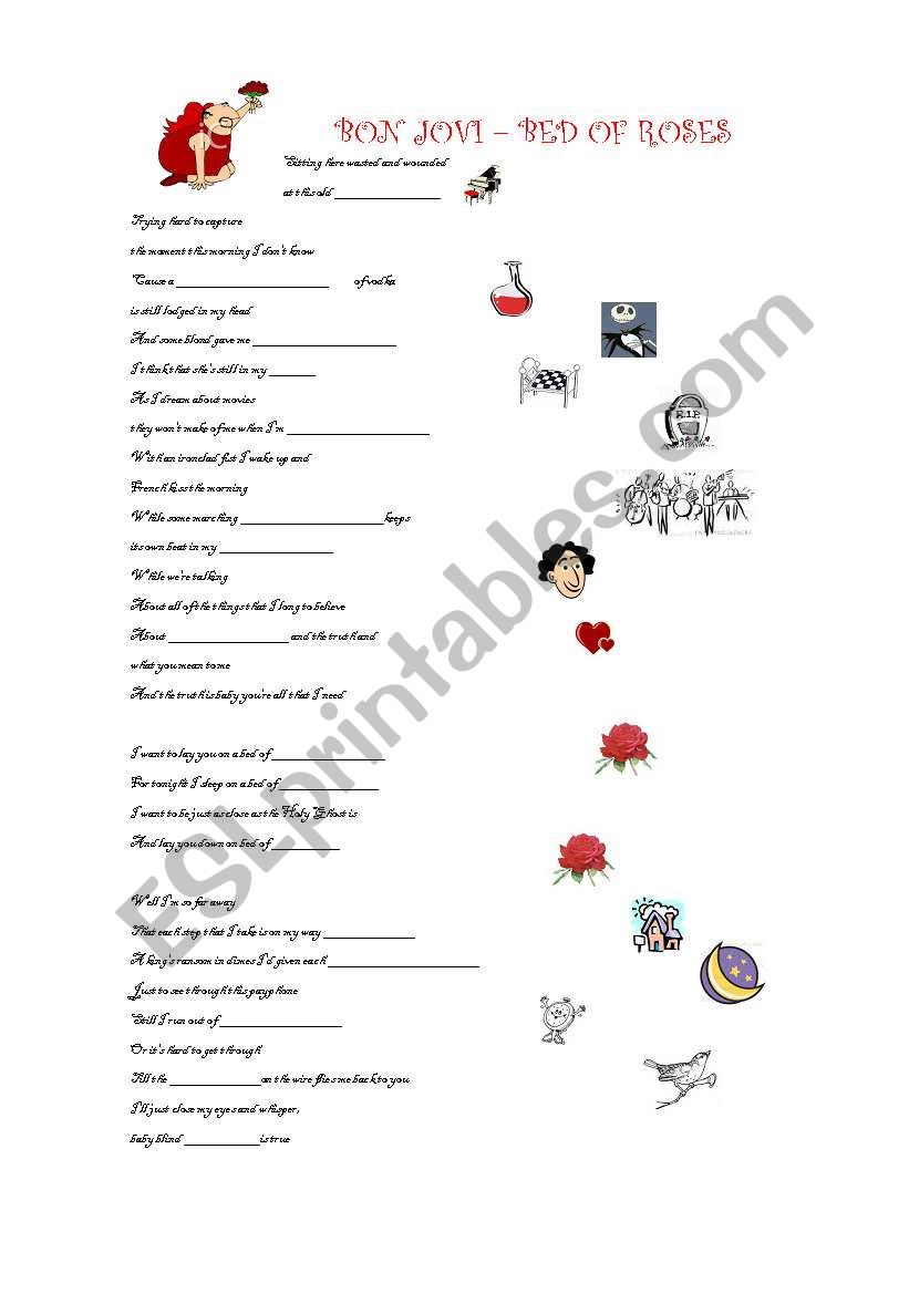 Bon Jovi - Bed of Roses worksheet