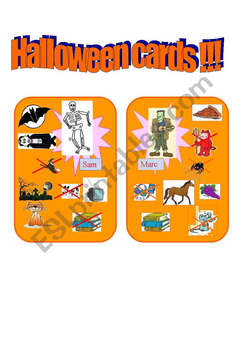 HALLOWEEN activity cards !!!!!!!!!!!! 3/4