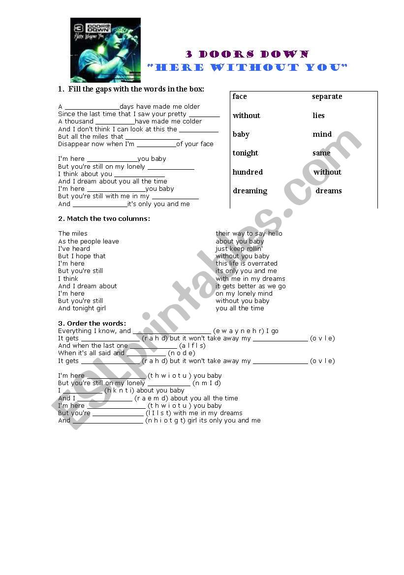 Ukulele Door Down Here Without You Chord Three Doors Down Here