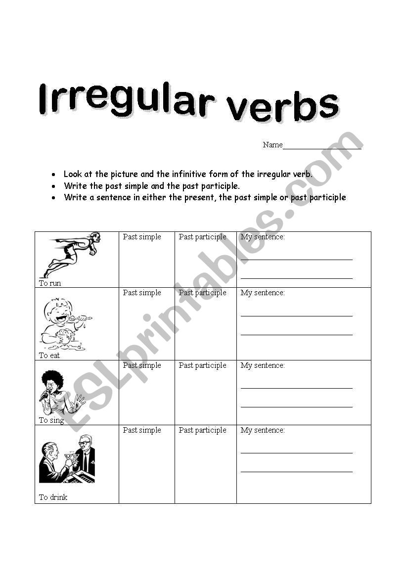 Irregular verbs, test with pictures