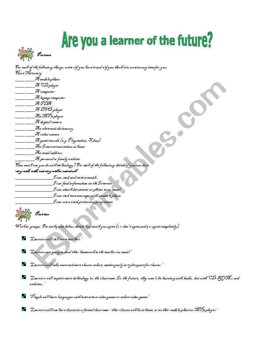 vocabulary +reading comprehension + speaking activity on future