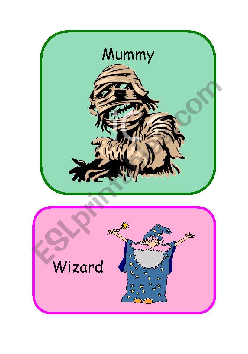 Halloween Flascard - Mummy and Wizzard 