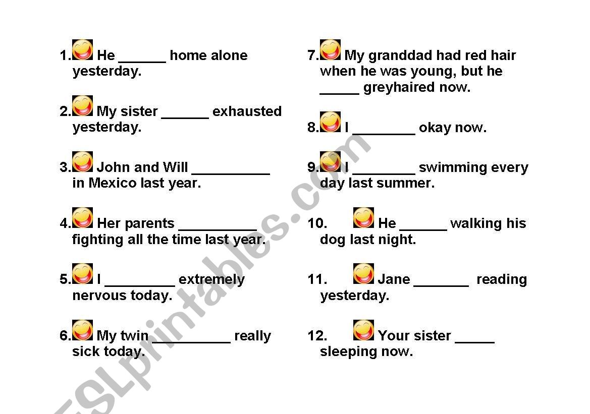 To be - insert the right form worksheet