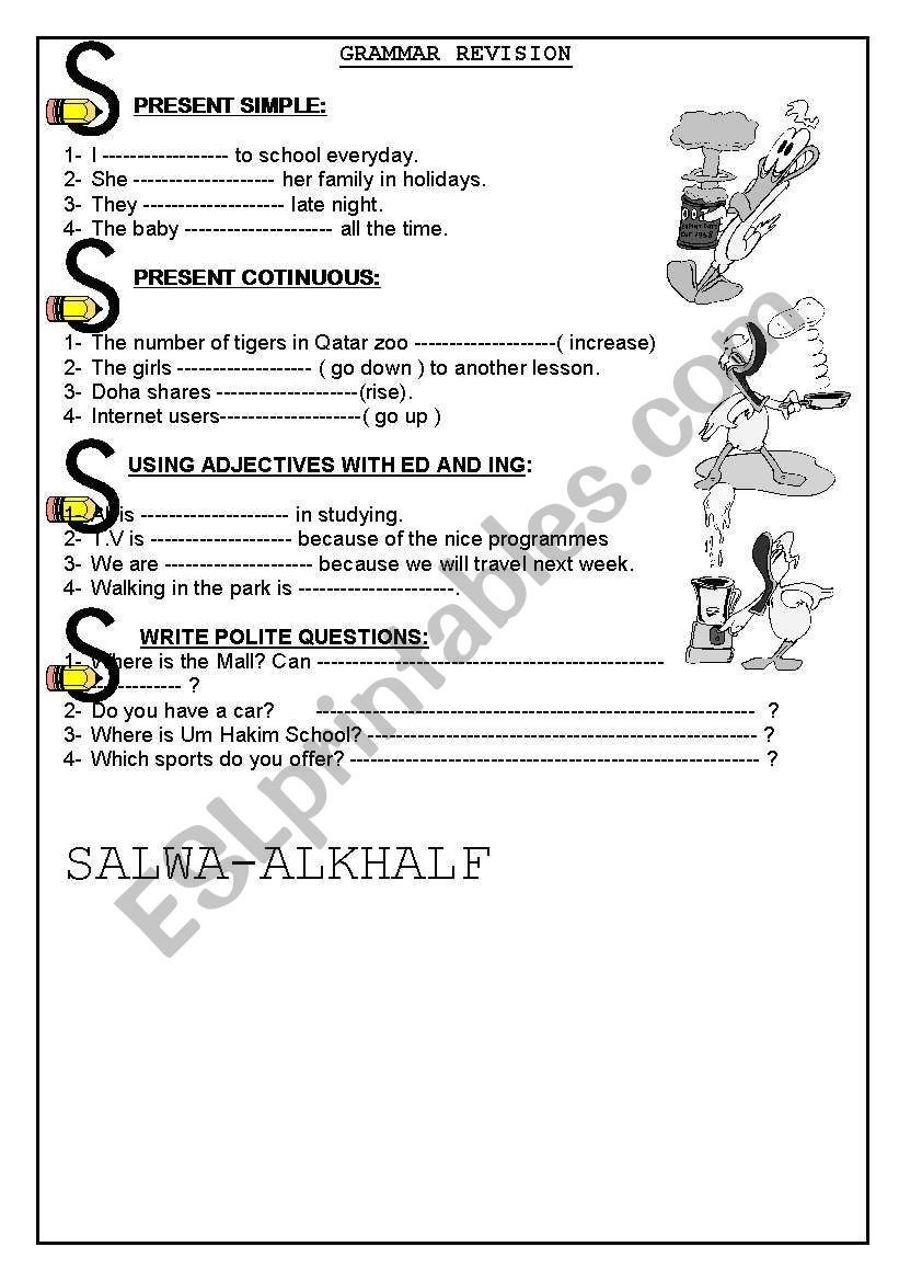 grammar revision worksheet