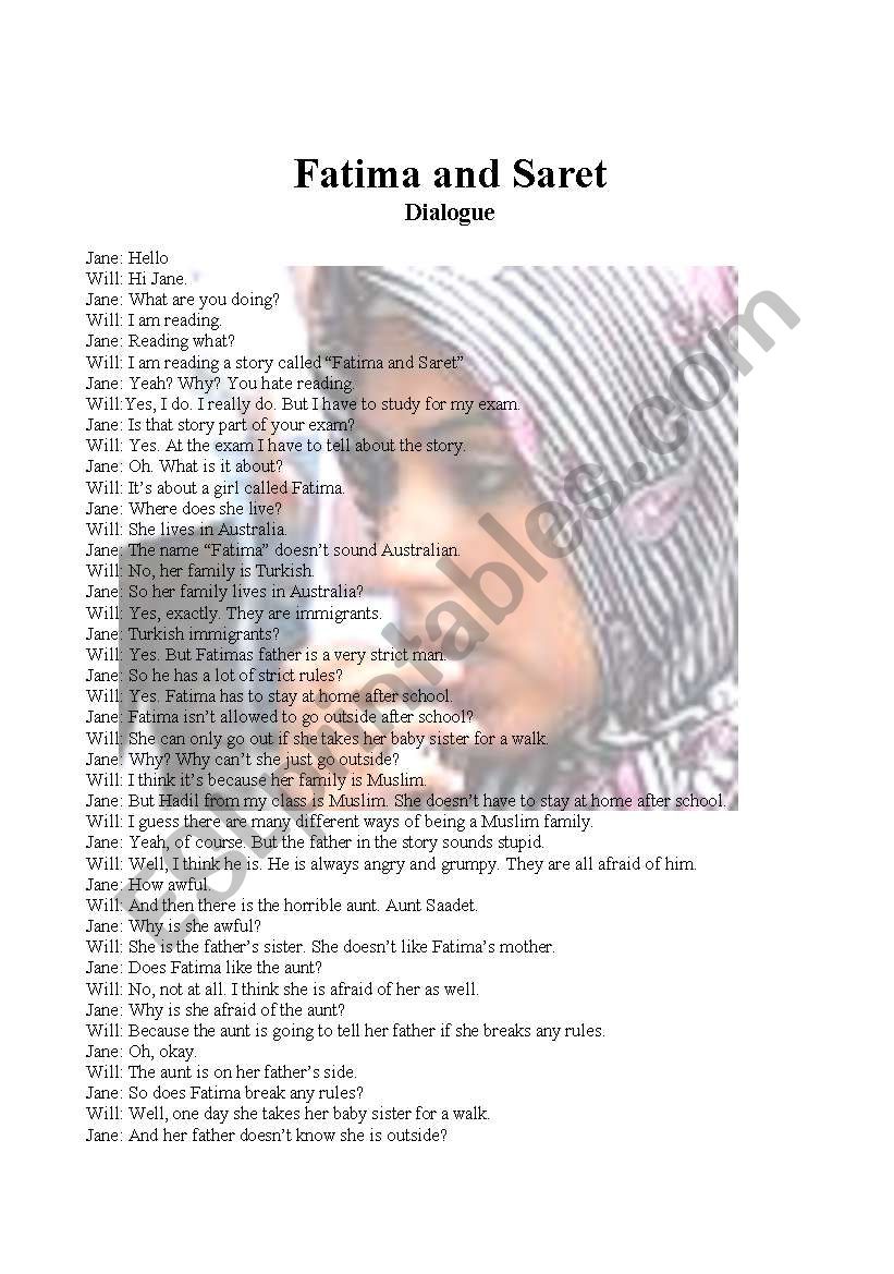 Dialogue: Fatima and Saret/ 3 pages