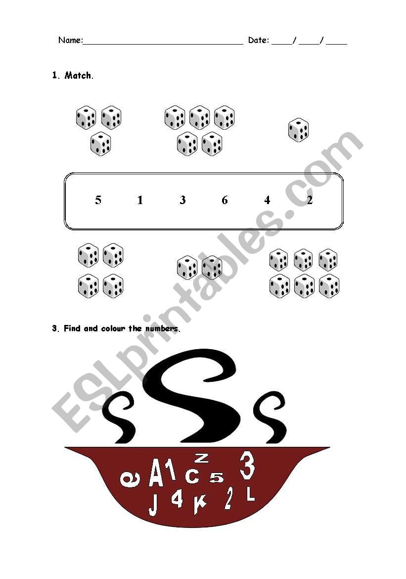 Numbers (1-6) worksheet