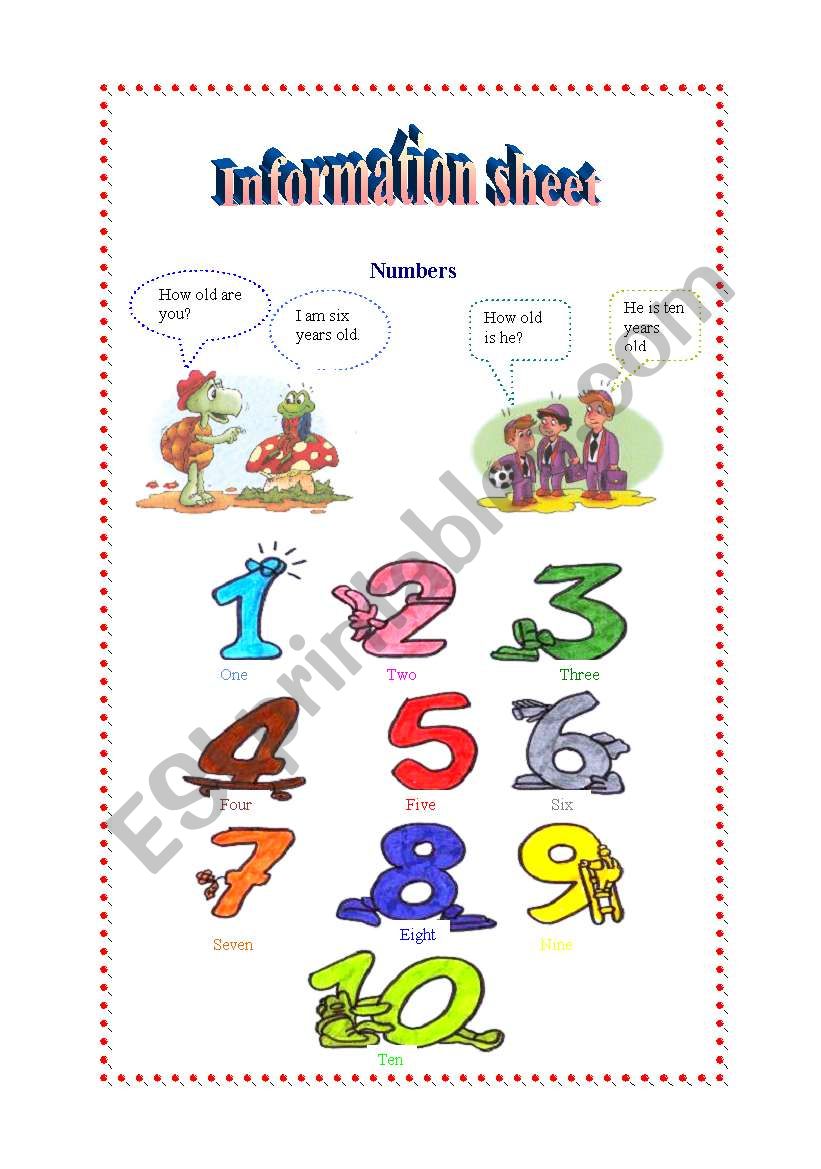 Numbers worksheet