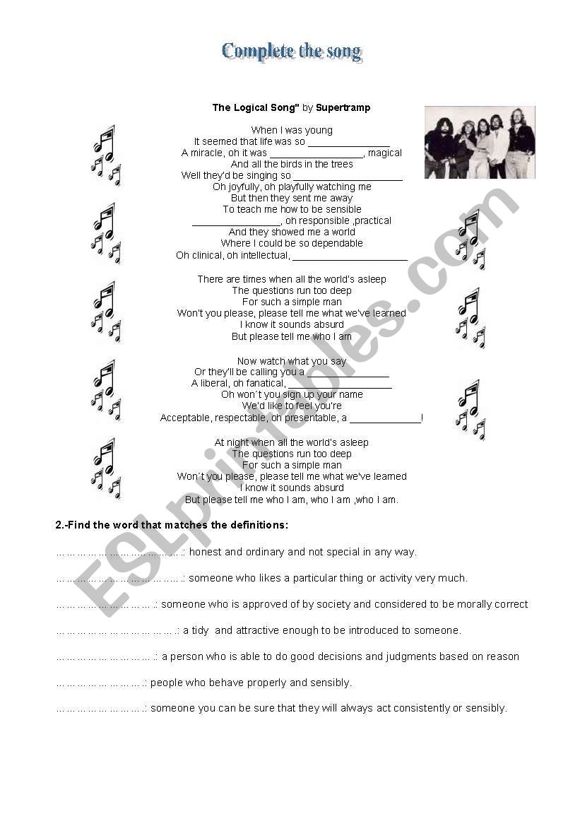 The Logical Song worksheet