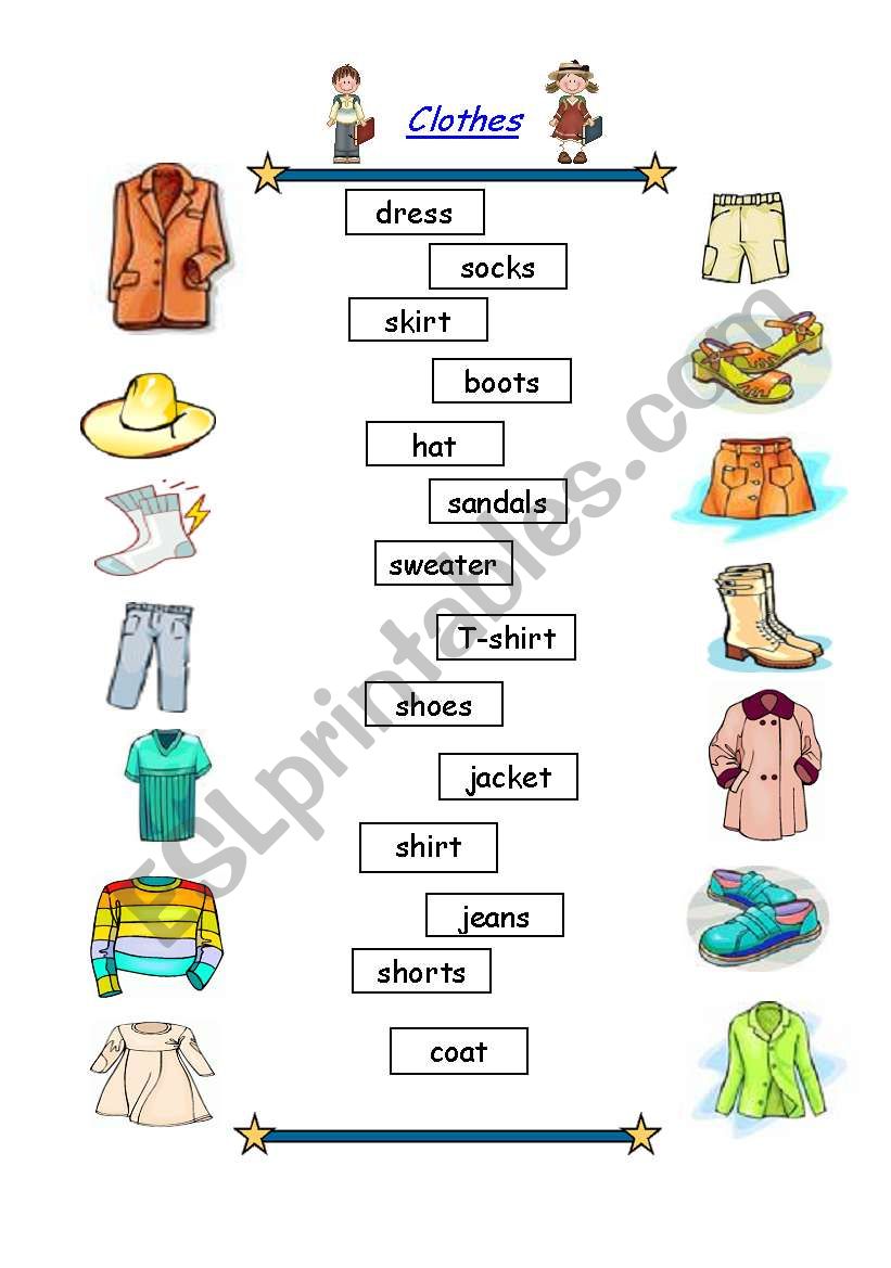 Match the clothes worksheet