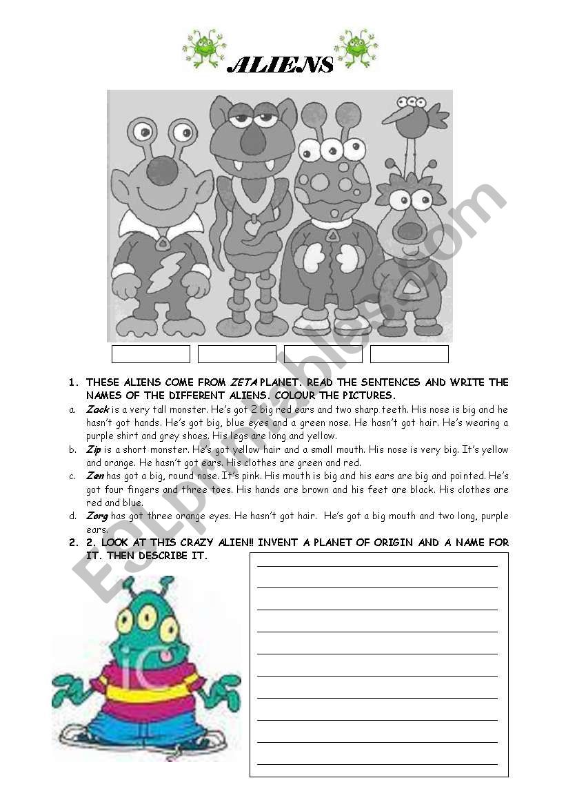 ALIENS worksheet