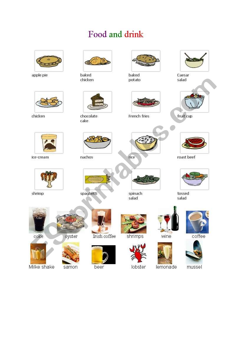 Food and Drink worksheet